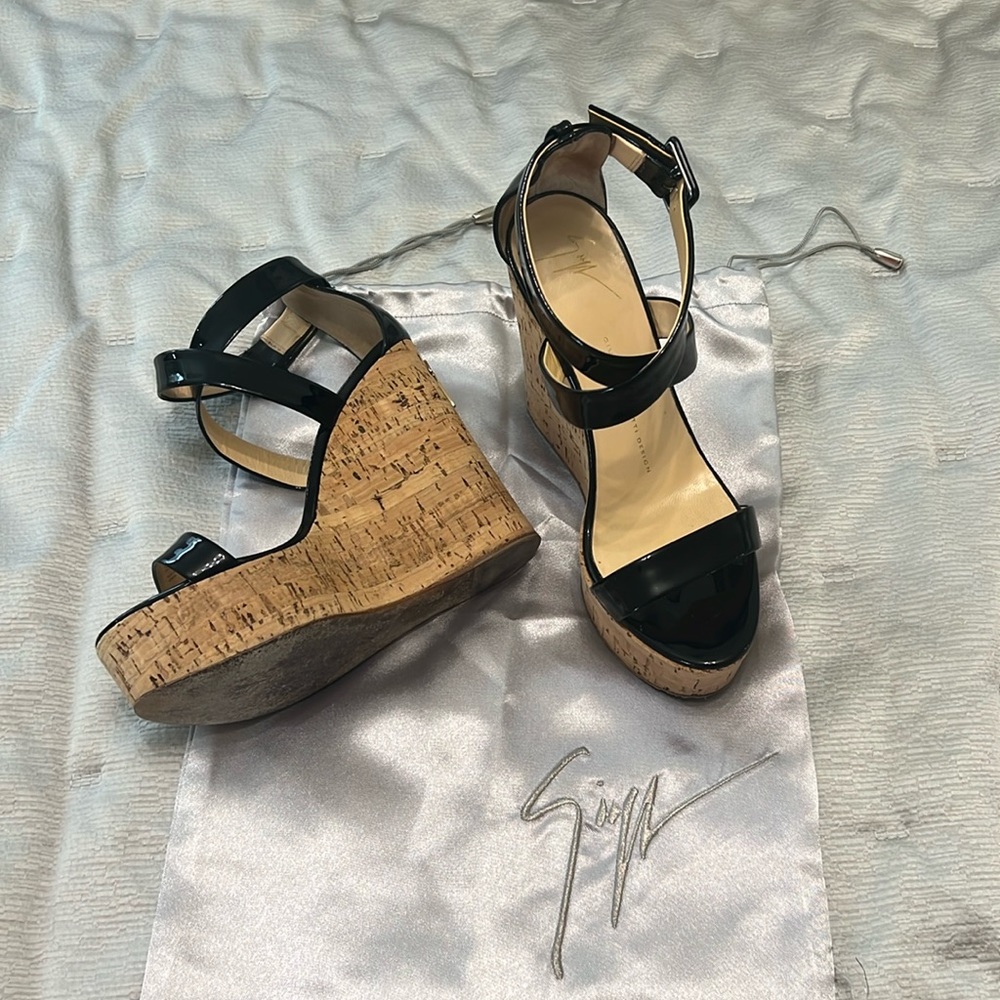 Black Patent Giuseppe Zanotti Wedges 5.25”